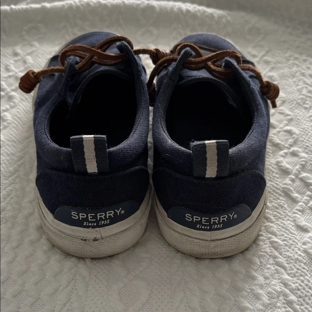 Sperry Navy Blue Sneakers with Brown Laces - Picture 2 of 6